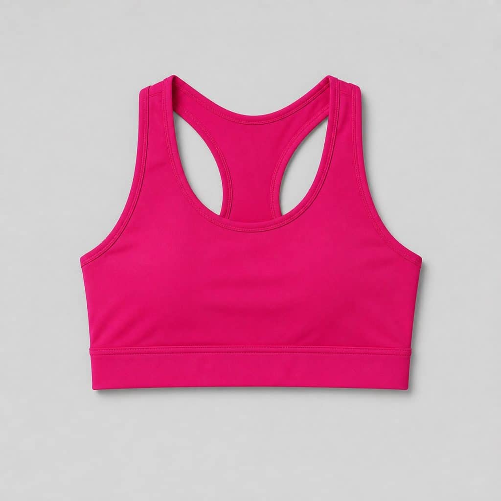 Brassière de gymnastique fuchsia présenté sur fond clair