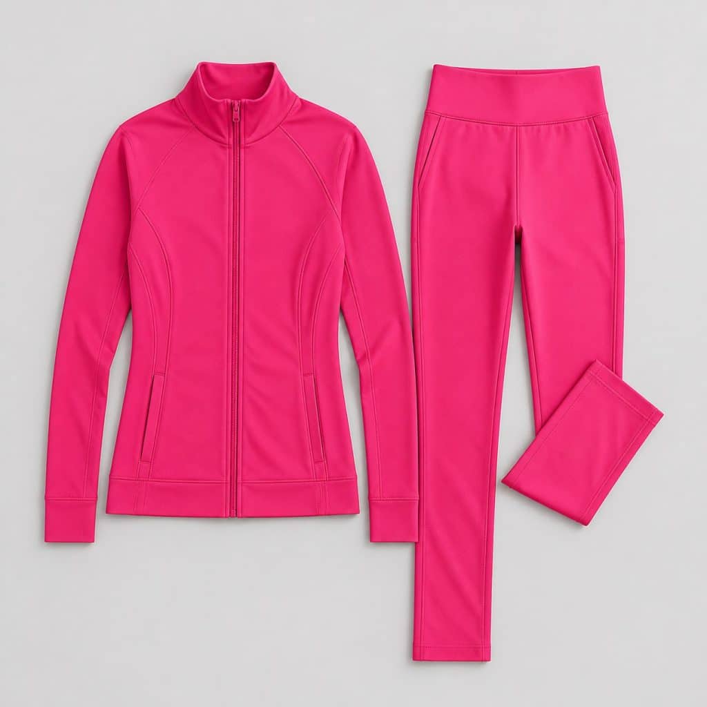 Ensemble fitness femme rose fuchsia présenté sur fond clair