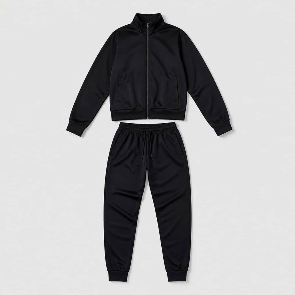 Ensemble jogging femme noir présenté sur fond clair
