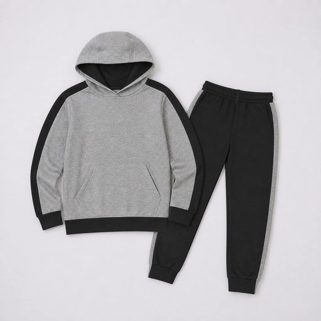 Ensemble junior gris et noir présenté sur fond clair
