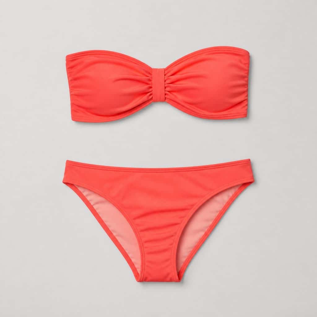 Maillot de bain deux pièces bandeau présenté sur fond clair