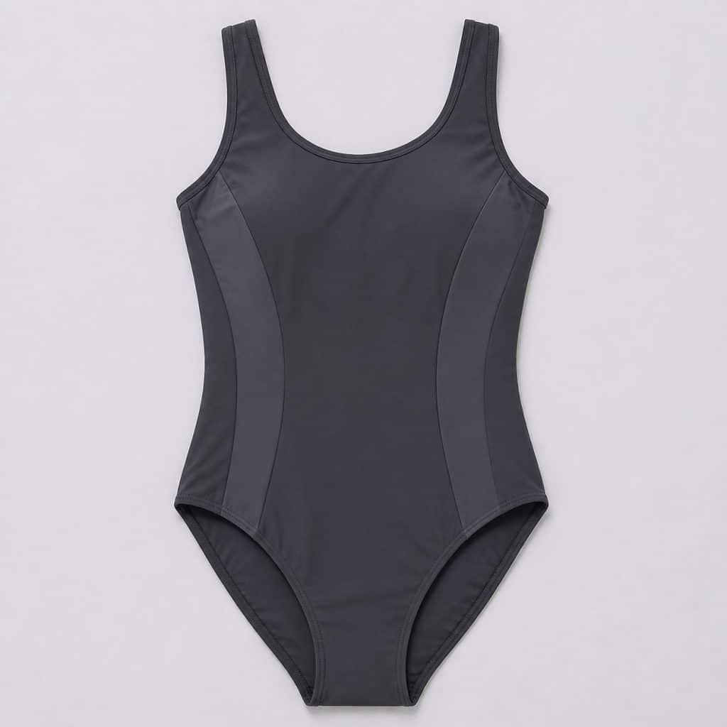 Maillot de bain une pièce aquagym présenté sur fond clair