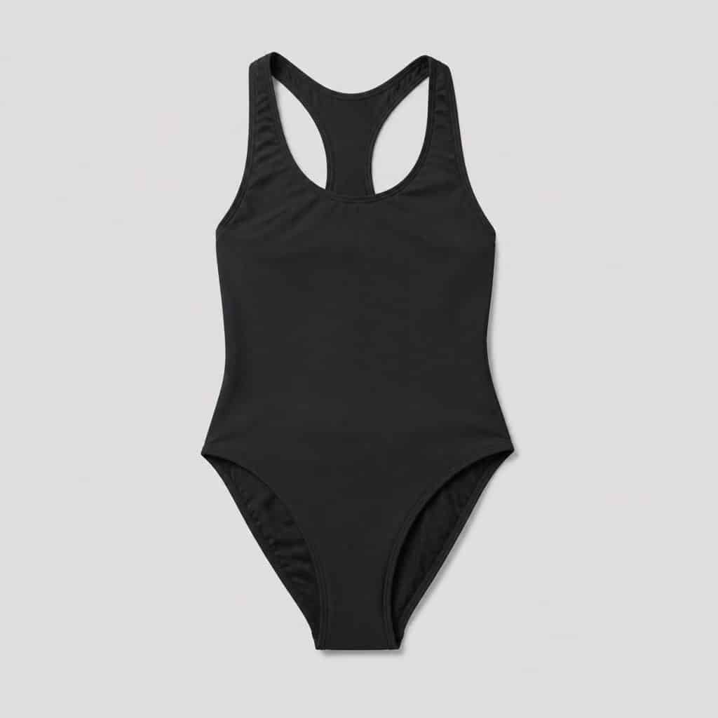 Maillot de bain une pièce dos nageur présenté sur fond clair
