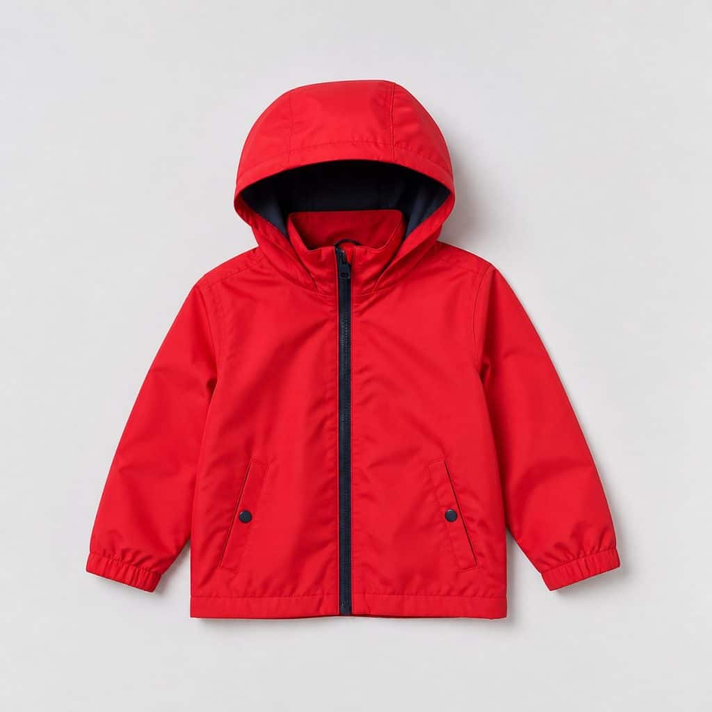 Manteau garçon léger rouge 6 ans présenté sur fond clair
