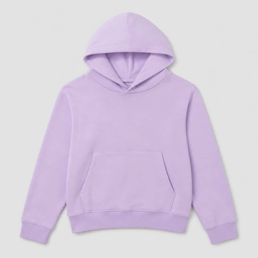 Sweat fille junior lavande présenté sur fond clair