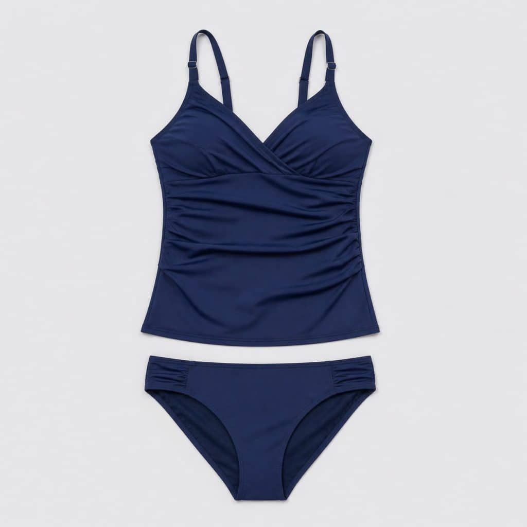 Tankini femme haut long présenté sur fond clair