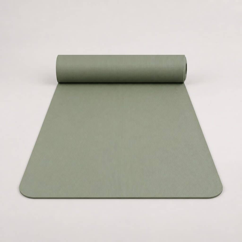 Tapis de yoga 6 mm vert sauge présenté sur fond clair