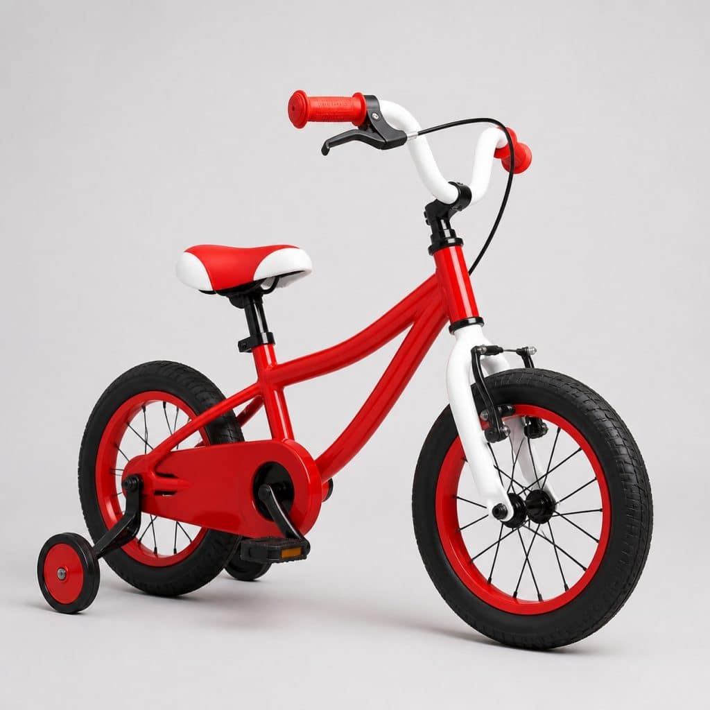 Vélo garçon 12 pouces rouge présenté sur fond clair