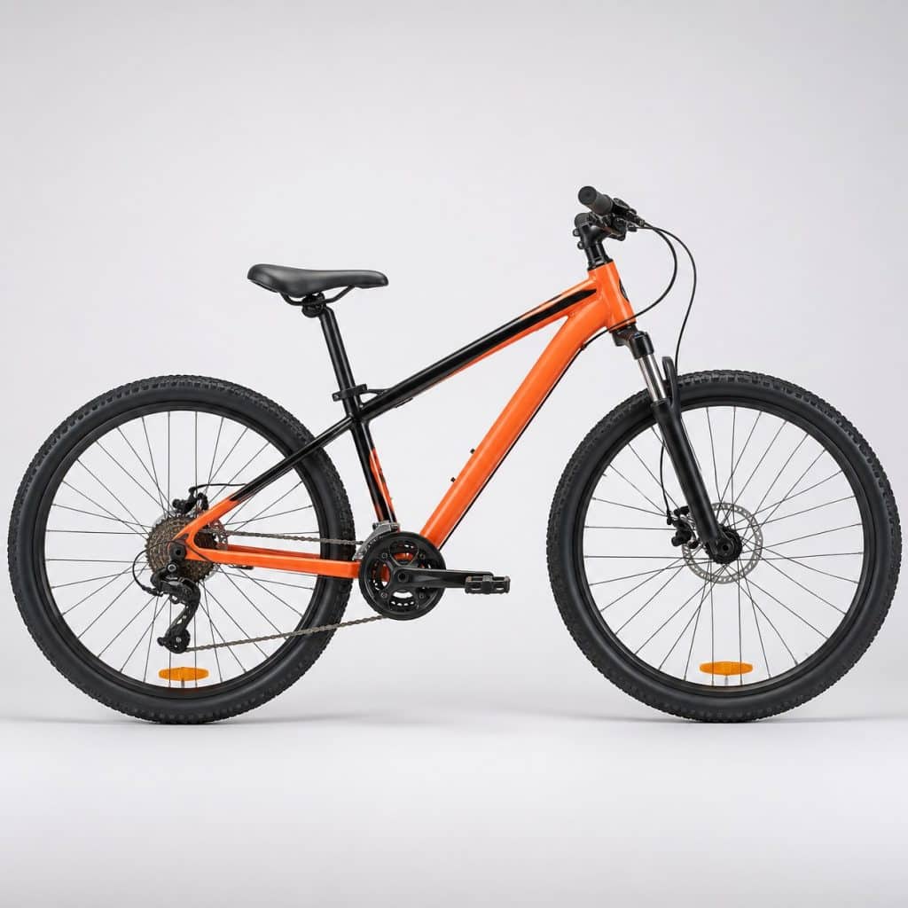 VTT junior 26 pouces orange et noir présenté sur fond clair